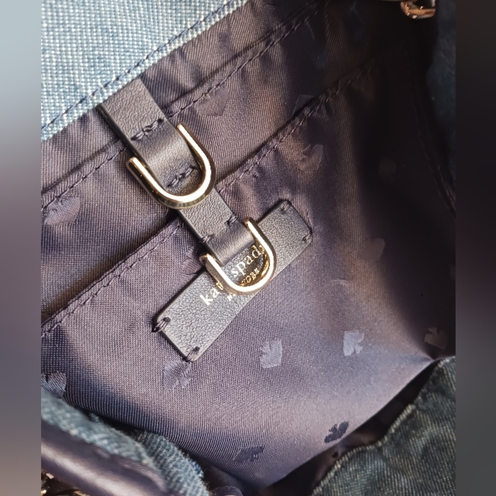 KATE SPADE BRIAR LANE QUILTED DENIM BACKPACK excellent condition - Picture 11 of 12